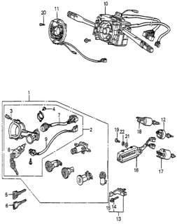 1984 Honda Accord Lock Set, Cylinder Diagram for 35010-SA5-676