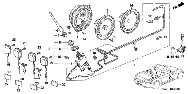 2006 Honda S2000 Radio Antenna - Speaker Diagram