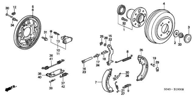 1996 Honda Civic Plate, Left Rear Brake Back Diagram for 43120-S04-A01