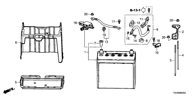 2014 Honda Accord Bolt, Battery Setting (195MM) Diagram for 31513-SDA-A00