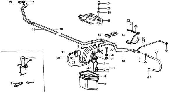 1975 Honda Civic Cover, Fuel Pump Case Diagram for 16930-659-000