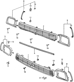 1982 Honda Civic 4 Door ** (1500) KA HMT Grille Diagram