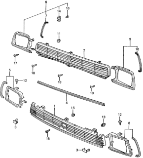 1981 Honda Civic Molding, FR. Grille (Lower) Diagram for 62325-SA8-670