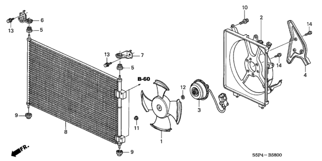 2001 Honda Civic Condenser Diagram for 80110-S5A-003