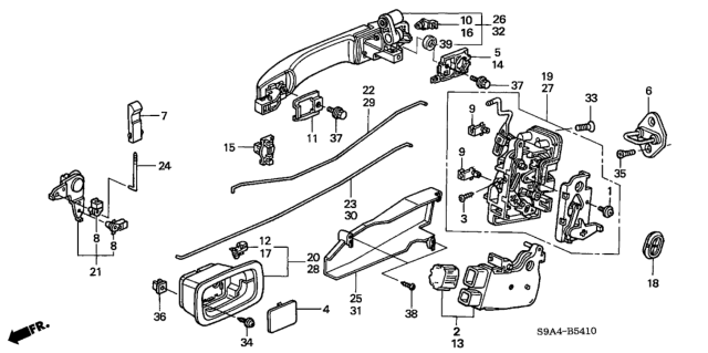 2002 Honda CR-V Lock Assembly, Left Rear Door Diagram for 72652-S9A-013