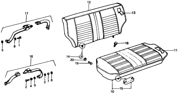 1977 Honda Civic Rear Seat - Seat Belt Diagram