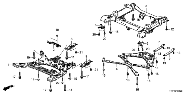 2018 Honda Clarity Electric Sub-Frame, Rear Diagram for 50300-TRV-A02