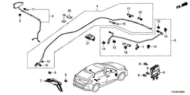 2017 Honda Civic Sub Feeder,Radio Diagram for 39163-TBA-A01