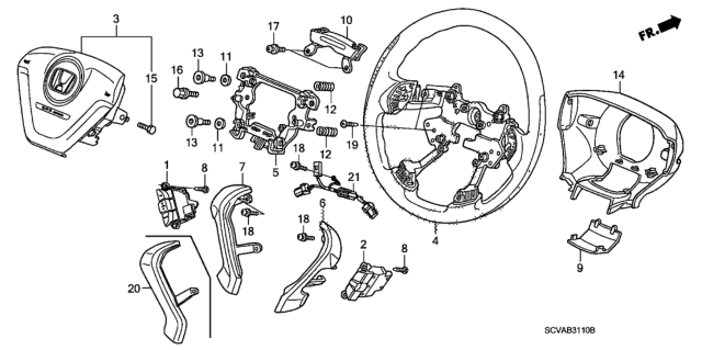 2009 Honda Element Body A, Steering Wheel (Graphite Black) Diagram for 78501-SCV-A51ZA