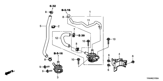 2019 Honda Clarity Plug-In Hybrid Hose, Pcu In Diagram for 1J403-5WJ-A00