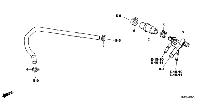2020 Honda Ridgeline 4 Door RTL (2WD/ACC/SUNROOF) KA 9AT Breather Tube Diagram