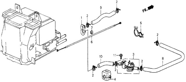 1987 Honda Civic 5 Door 4WD KA 5MT Water Valve - Hose Diagram