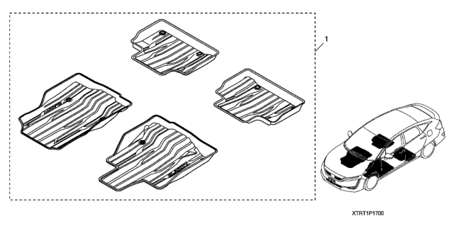 2021 Honda Clarity Plug-In Hybrid All Season Floor Mats Diagram