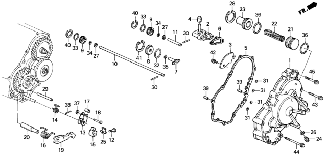 1994 Honda Del Sol 2 Door S KL 4AT AT Right Side Cover Diagram