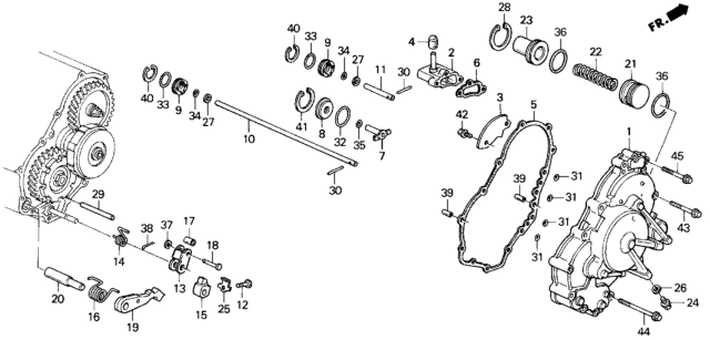 1994 Honda Del Sol AT Right Side Cover Diagram