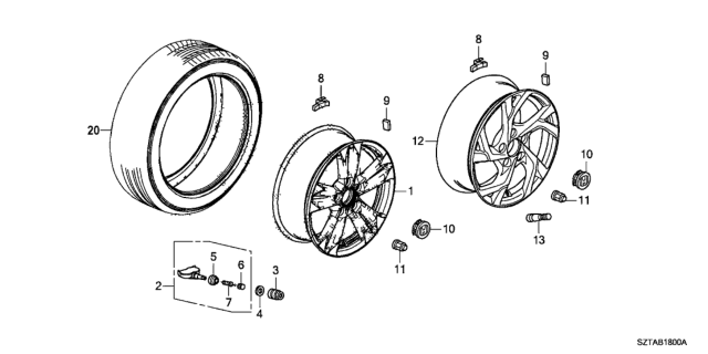 2015 Honda CR-Z Cap Assembly, Aluminum Wheel Center Diagram for 44732-SZT-J30