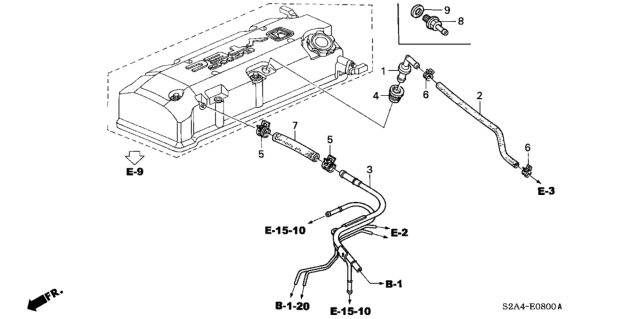 2000 Honda S2000 Tube, PCV Diagram for 17131-PCX-000