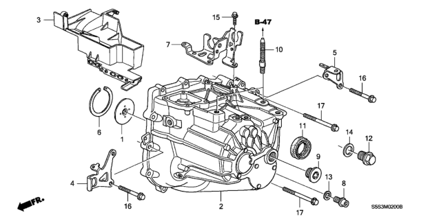 2005 Honda Civic Case, Transmission Diagram for 21200-PPP-020