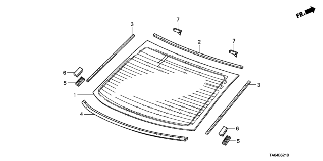 2009 Honda Accord Rubber A, Windshield Dam Diagram for 73225-TA0-A00