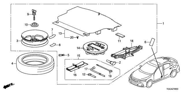 2020 Honda Civic Temporary Kit (Deep Black) Diagram for 06421-TGH-A33ZA