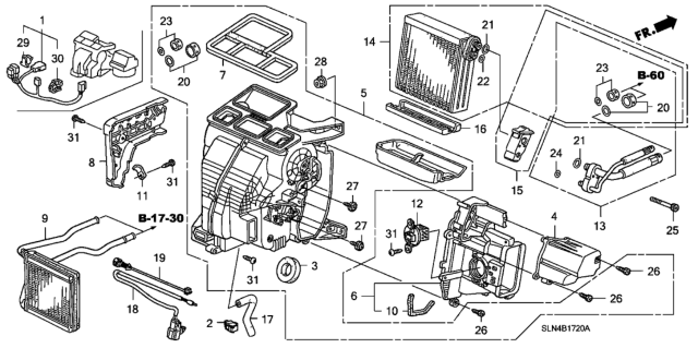 2007 Honda Fit 5 Door BASE KA 5MT Heater Unit Diagram