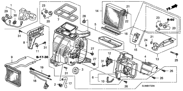 2007 Honda Fit Tray, Evaporator Diagram for 80230-SAA-E01