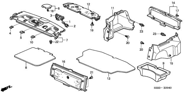 2003 Honda Civic Floor Mat, Trunk *NH498L* (C-BLACK) Diagram for 84630-S5B-000ZB