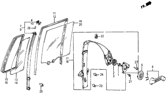 1986 Honda Civic Rear Door Windows Diagram