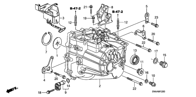 2009 Honda Civic 4 Door SI (HPT) KA 6MT MT Transmission Case (2.0L) Diagram