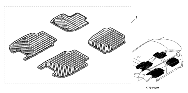 2016 Honda HR-V All-Season Floor Mats - Black Diagram