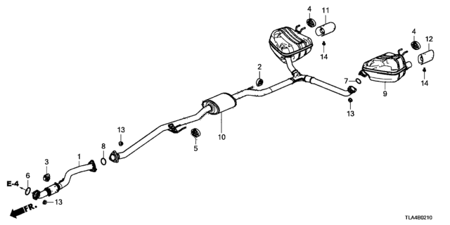 2018 Honda CR-V Muffler, Exhuast Diagram for 18307-TLA-A04