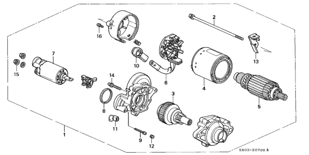 1998 Honda Odyssey 5 Door LX (7 SEATS (3PB)) KA 4AT Starter Motor (Mitsuba) Diagram