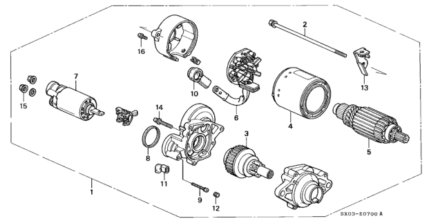 1998 Honda Odyssey Starter Motor (Mitsuba) Diagram