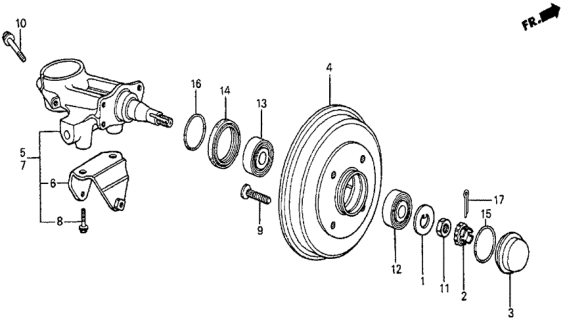 1983 Honda Prelude 2 Door DX KA 5MT Rear Brake Drum Diagram
