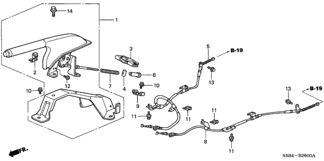 2003 Honda Civic Wire B, Passenger Side Parking Brake Diagram for 47510-S5B-013