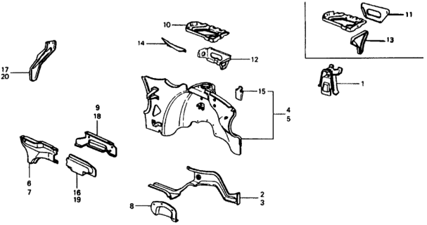 1977 Honda Civic 3 Door ** (1200) ** 4MT Body Structure Components Diagram 2
