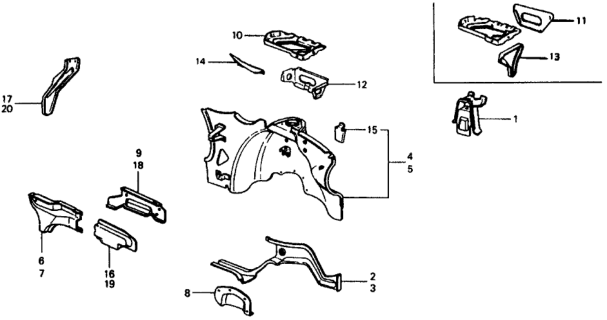 1977 Honda Civic Body Structure Components Diagram 2