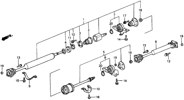1987 Honda Civic Support Assy. A, Center Bearing Diagram for 40520-SD9-672