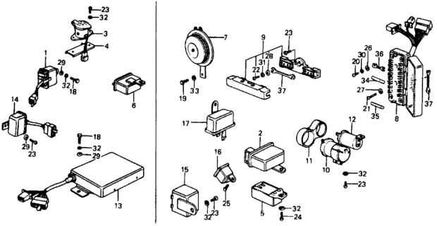 1975 Honda Civic Flasher, Hazard Diagram for 38350-671-013