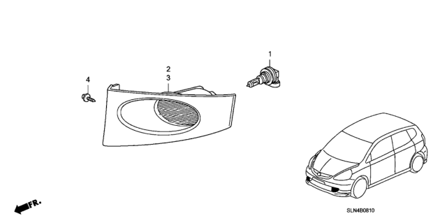 2007 Honda Fit Foglight Unit, Passenger Side (Nighthawk Black Pearl) Diagram for 33901-SLN-A01ZB