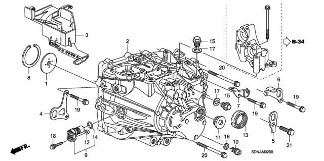 2007 Honda Accord Hanger, Transmission Diagram for 21222-PPP-000