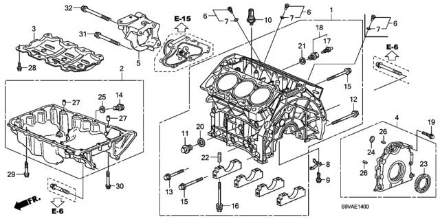 2008 Honda Pilot Cylinder Block - Oil Pan Diagram