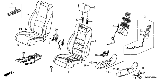 2020 Honda Accord Hybrid HEADREST ASSY., FR. *NH836L* (LEA) (WISTERIA LIGHT GRAY) Diagram for 81140-TVA-L22ZC