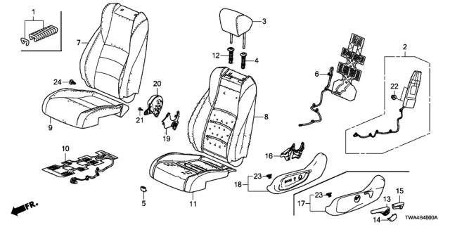 2018 Honda Accord Hybrid Headrest Assy., FR. *NH836L* (WISTERIA LIGHT GRAY) Diagram for 81140-TVA-A21ZC