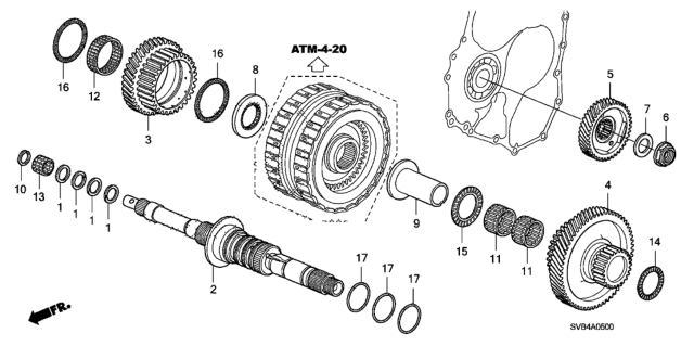 2011 Honda Civic 2 Door EX-L (NAVIGATION) KA 5AT AT Mainshaft Diagram