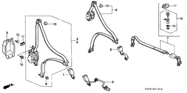 2000 Honda Civic Cover, Child Anchor *NH167L* (GRAPHITE BLACK) Diagram for 82419-S84-C00ZA