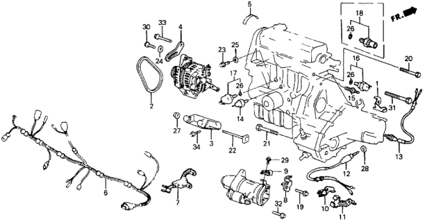 1985 Honda CRX Bracket, Alternator Diagram for 31112-PE0-010