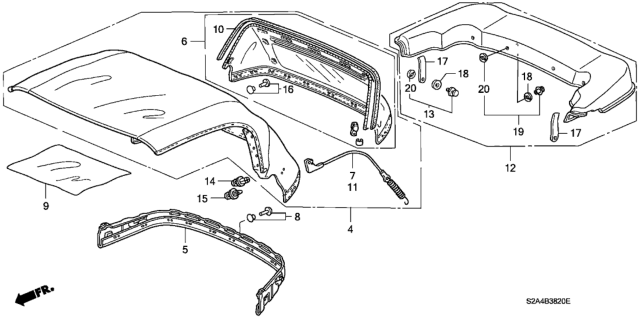 2000 Honda S2000 Wire, L. Tension Diagram for 86329-S2A-003