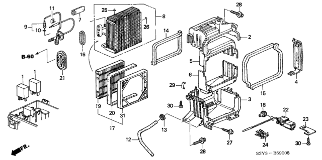 2002 Honda Insight 3 Door DX (A/C) KA 5MT Cooling Unit Diagram