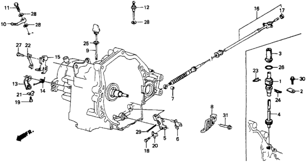1987 Honda CRX 2 Door DX KA 4AT 4AT Control Lever Diagram